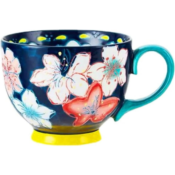 JONJUMP Ceramic Coffee Mugs and Cups Large Capacity Hand Painted Flower Household Office Using Porcelain Drinking Water Mug 04