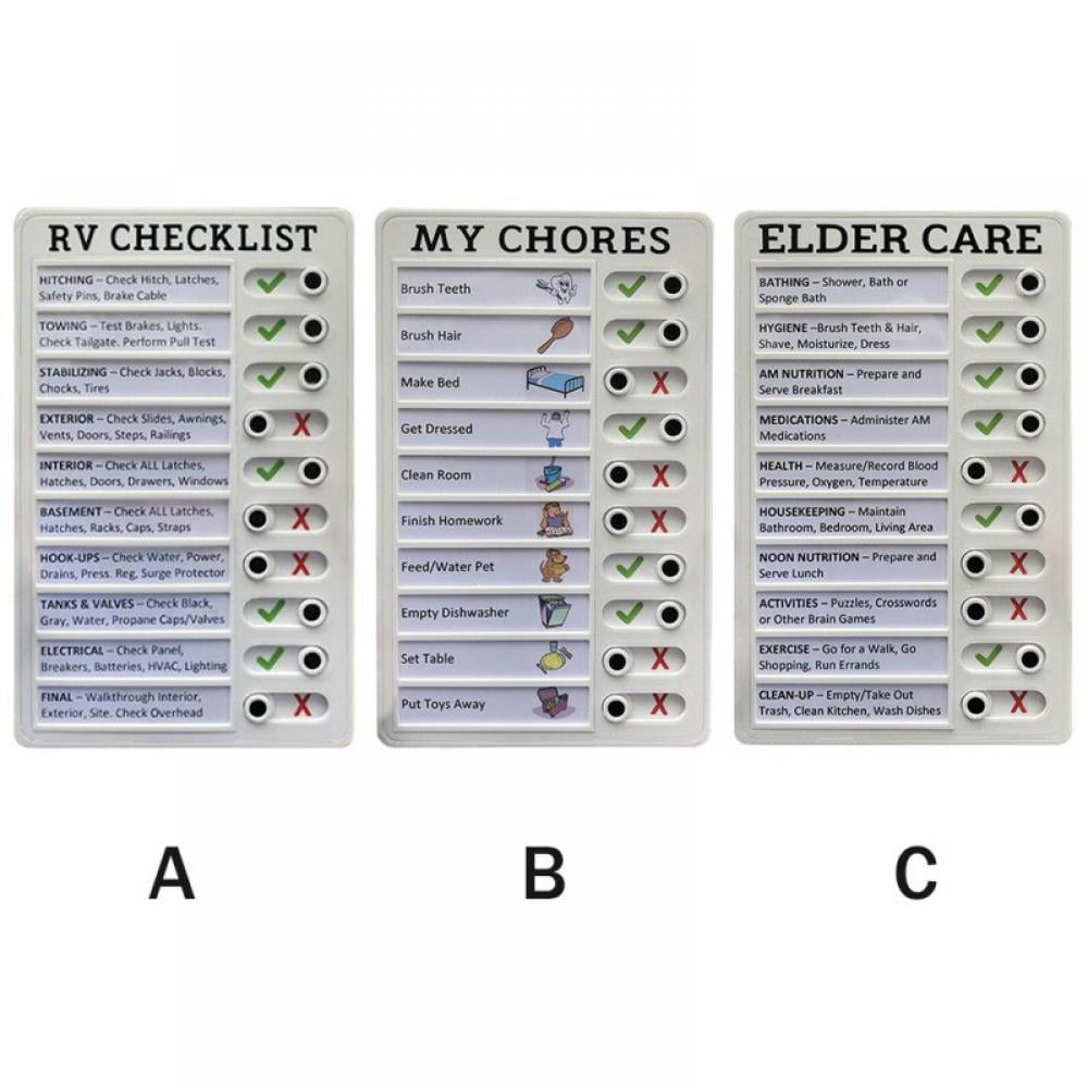 Chore Chart Memo Checklist Board Daily to Do List Planner Check List Chore  Board for Kids Adults RV Checklist My Chores Elder Care Checklist for Check  Items and Form Good Habit 