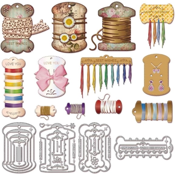 Nested Thread Spool Cutting Dies for DIY Card Making Floss Bobbin Die Cuts Sewing Tool Cutting Dies for DIY DIY Scrapbooking Journal Embossing Paper Craft Decor