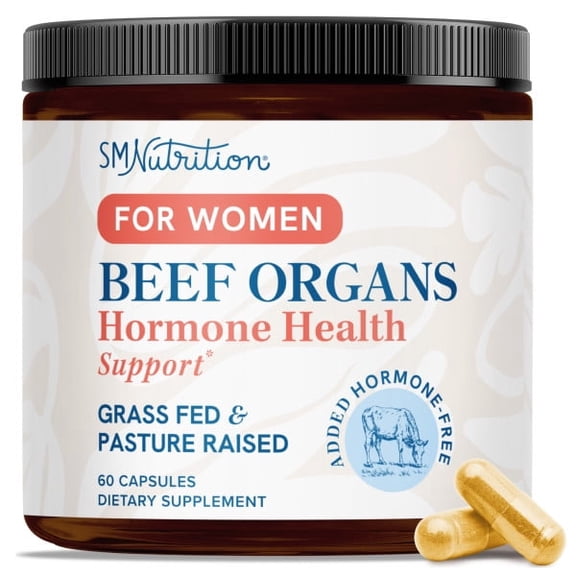 SMNutrition Beef Organ Supplement for Women | Uterus, Ovary, Liver, Spleen, Kidney & Heart | Superfood for Hormone Health & Energy Support | 100% Grass Fed & Pasture Raised Beef Organs | 60 Ct