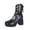 Black, variant on Black Booties TKYCMSUAKI Platform Boots for Women Square Toe Chunky Heel Ankle Boots V Cut Pull on Booties