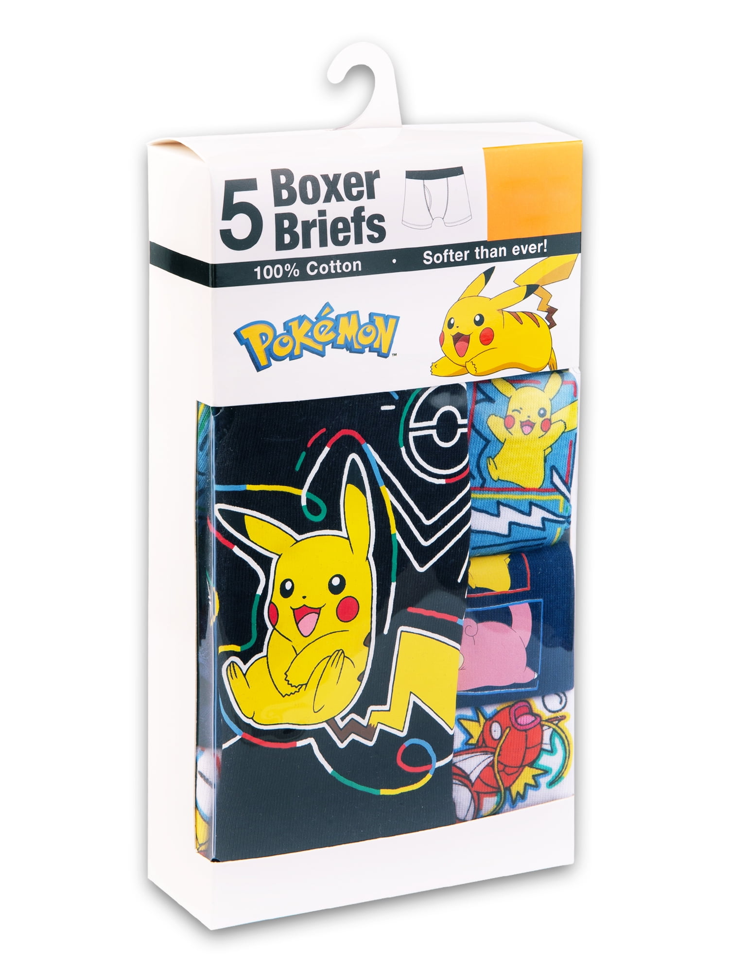 Pokemon Boys Cotton Boxer Brief Character Underwear, 5-Pack, Size 4-8