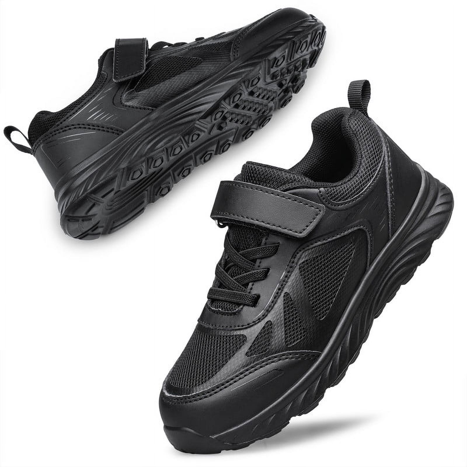 YHOON Boys Girls Running Sneakers Slip on Tennis Athletic Walking School Kids Shoes All Black Toddler Size 7