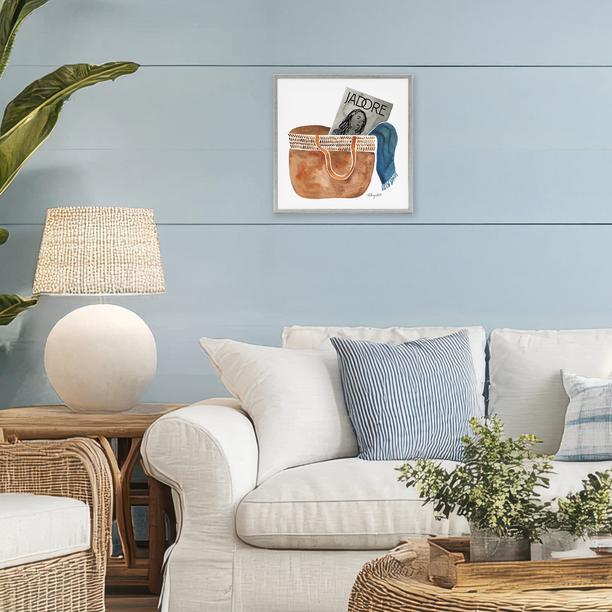 Stupell Industries Tote & Fashion Magazine Gray Framed Giclee Art, design by Hillary Holt