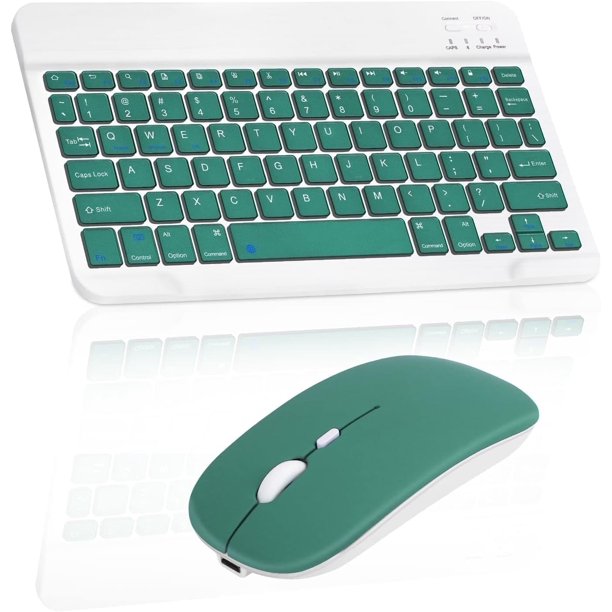 Innotech SC Combo de Teclado y Mouse Bluetooth Recargable Juego de Teclado de Mouse Inalámbrico Compacto Portátil Ultradelgado para Android Windows Tableta Teléfono Celular iPhone iPad OS/iOS 13 y Superior - Verde Oscuro