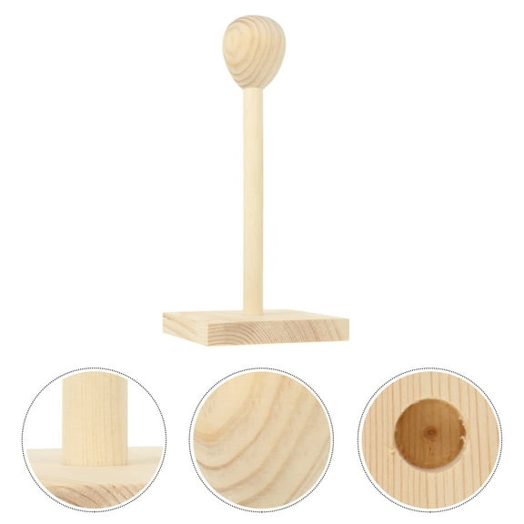 HAMPPLIES Hairpiece Holder Wooden Wig Rack Khaki 1Pcs 4.3x9.8in