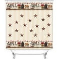thumbnail image 3 of 4PCS/SET Farmhouse Shower Curtain, Brown Barn Star Western Texas Star Outhouse Birdhouse Pip Berry Vine Country Rustic Bathroom Decor, Non-slip Bath Rugs Toilet Mats, Primitive House, 3 of 7