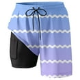 thumbnail image 2 of Men's Casual Beach Sports Plus Size Fashion Gradient Striped Double Layer Beach Pants, Compression Lined, 2 of 4