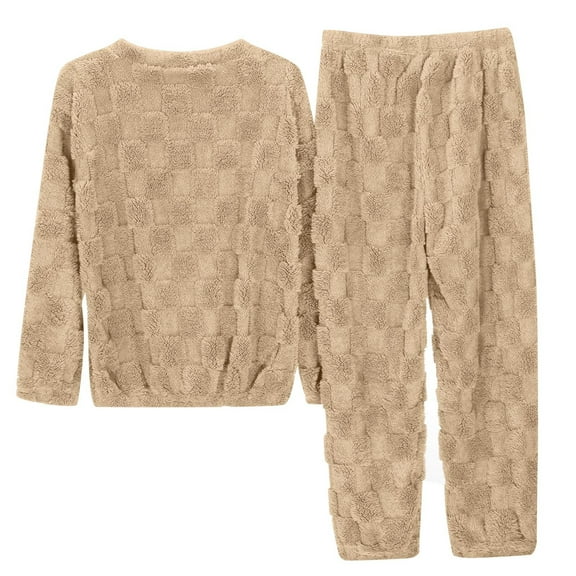 SHITINN Women's Solid Color Jacquard Flannel Warm And Cozy Set Winter Thick Warm Home Clothes Pajama Tops Lace Pajama Set for Women Womens Romper Pajamas