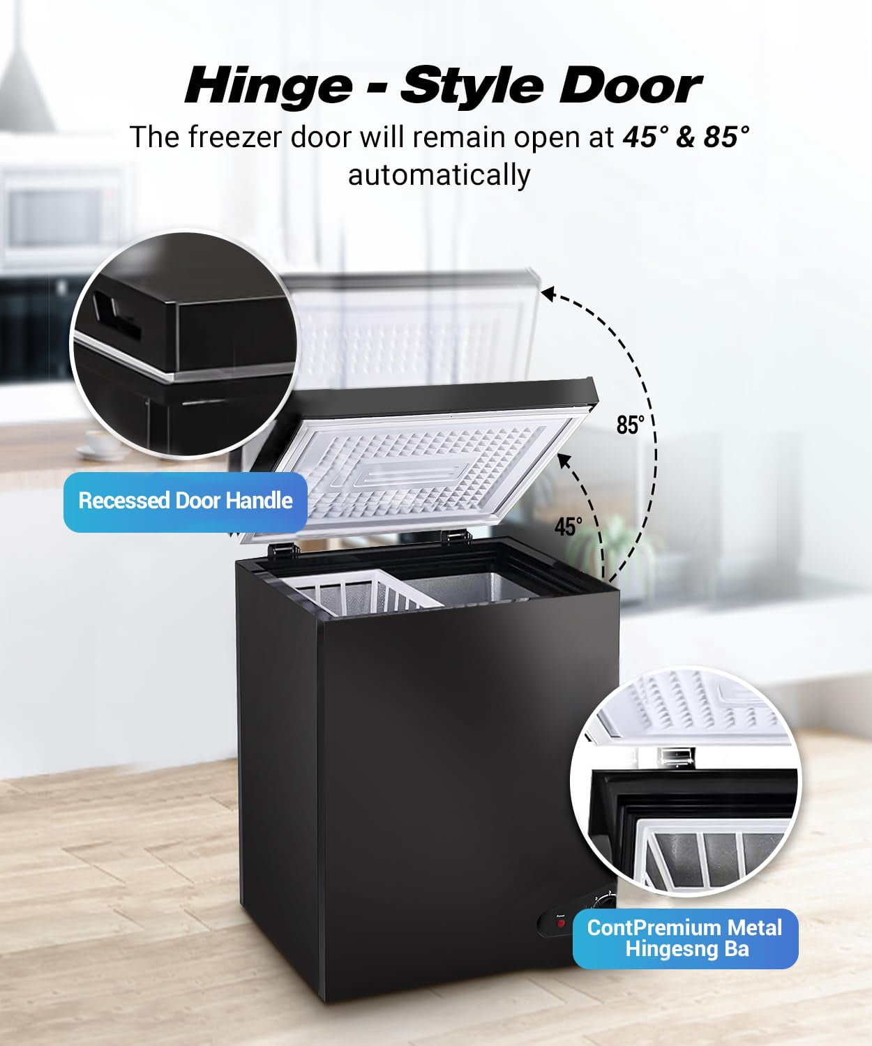 3.5 Cu.Ft Deep Freezer, Chest Freezer with Removable Basket, Small Freezer with 6 Levels Adjustable Temperature Mini Freezer for Home Kitchen Office Garage Bar, Black