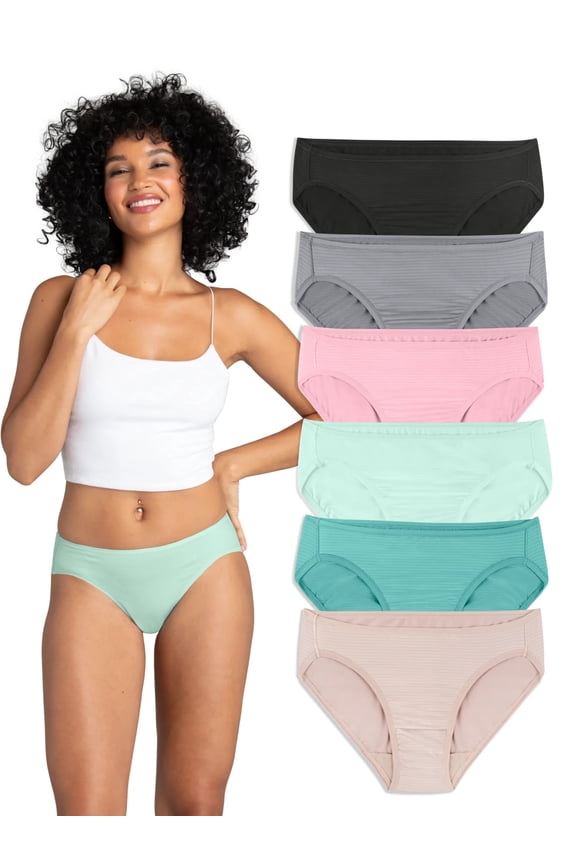 Women's Breathable Cooling Stripes Bikini Underwear, 6-Pack