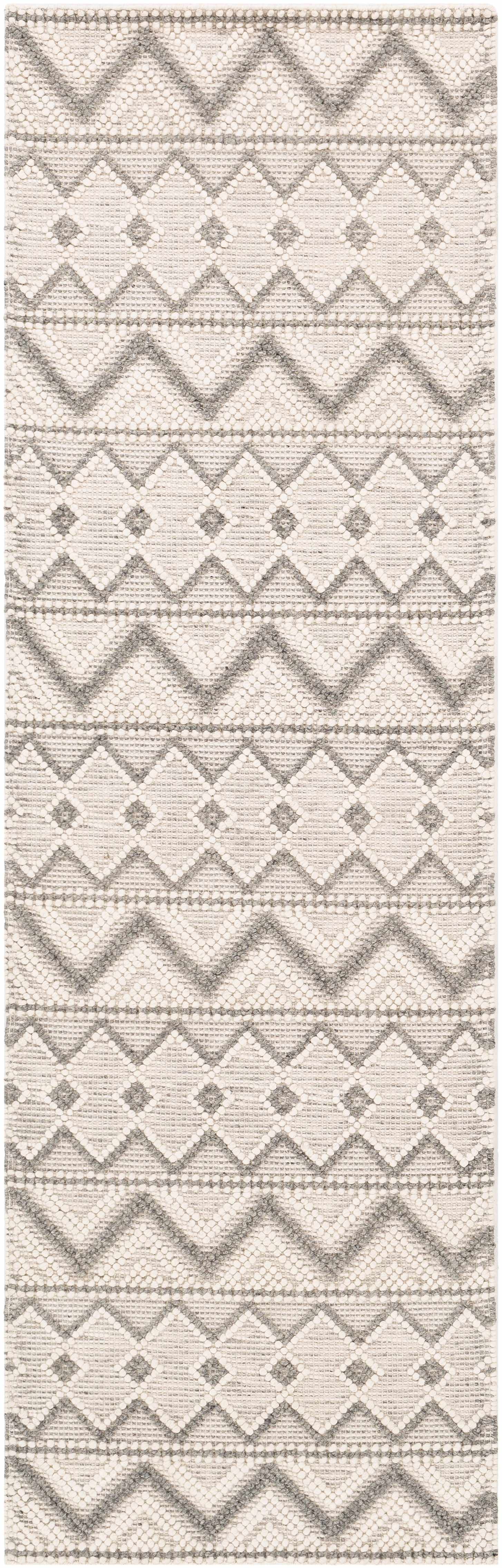 Hauteloom Antigo Boho Hand Woven Wool High Low Textured Area Rug - Farmhouse Moroccan Trellis Carpet for Living Room - Handmade Zig Zag Bubble Weave - Beige, Gray, Cream - 5' x 7'6" (5x7)