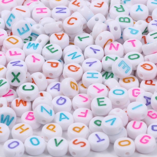 100/200/300/500PC Mixed White Letter Acrylic Beads Round Flat Alphabet Beads For Jewelry Making Handmade Diy Bracelet Necklace