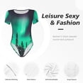 thumbnail image 4 of Saiise Aurores Boréales 2 Motifs Pyjama une-Pièce à Manches Courtes pour Femme Col Rond Justaucorps Extensible avec Fermeture à Boutons-Pression-X-Grand, 4 of 7