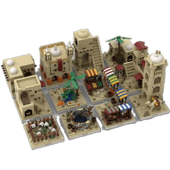 MOC-32630 Desert Village Modular Building Blocks build from 12 different MOCs Bricks Gift Toys 3957pcs