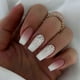 thumbnail image 1 of 24pcs Short Nails White Pink Ombre Stick On Nails Press On Nails with Glitter Sequins Removable Adhesive Nails False Nails Acrylic Full Cover Nails Wo, 1 of 5