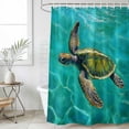 thumbnail image 6 of Teal Sea Turtle Coastal Shower Curtain Set - Standard 72" x 72" Washable Bathtub Curtain with 12 Hooks, Nautical Summer Ocean Beach Waterproof Fabric Stall Shower Curtains for Bathroom/Bathtub Décor, 6 of 6