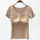 thumbnail image 3 of Camiseta de mujer de manga corta con almohadilla para el pecho de verano, sujetador de color liso, media manga, se puede usar como camisa de fondo, 3 of 6
