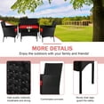 thumbnail image 2 of YRLLENSDAN Wicker Outdoor Furniture, Wicker Patio Furniture Set Front Porch Furniture Patio Conversation Sets 4 Piece Patio Furniture Set for Backyard Balcony Porch Garden, Red, 2 of 7