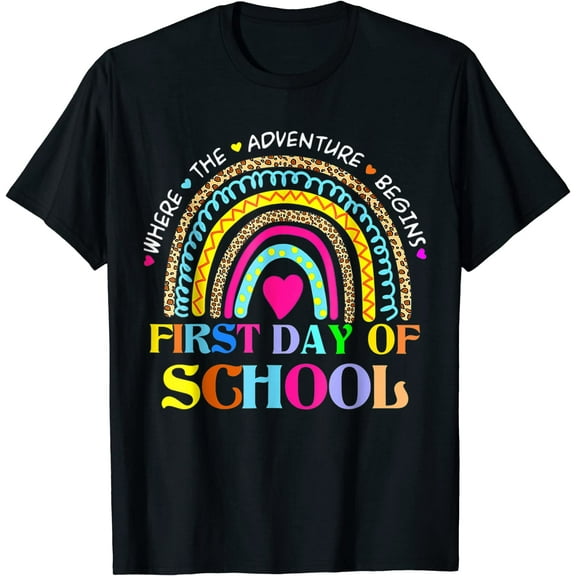 Back To School Rainbow Teacher Happy First Day Of School T-Shirt