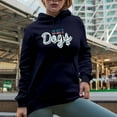 thumbnail image 2 of The Key to Happiness Is Dogs Quote feat. a Paw Art Merch Gift, Navy Blue Hooded Sweatshirt or Hoodie, Small, 2 of 5