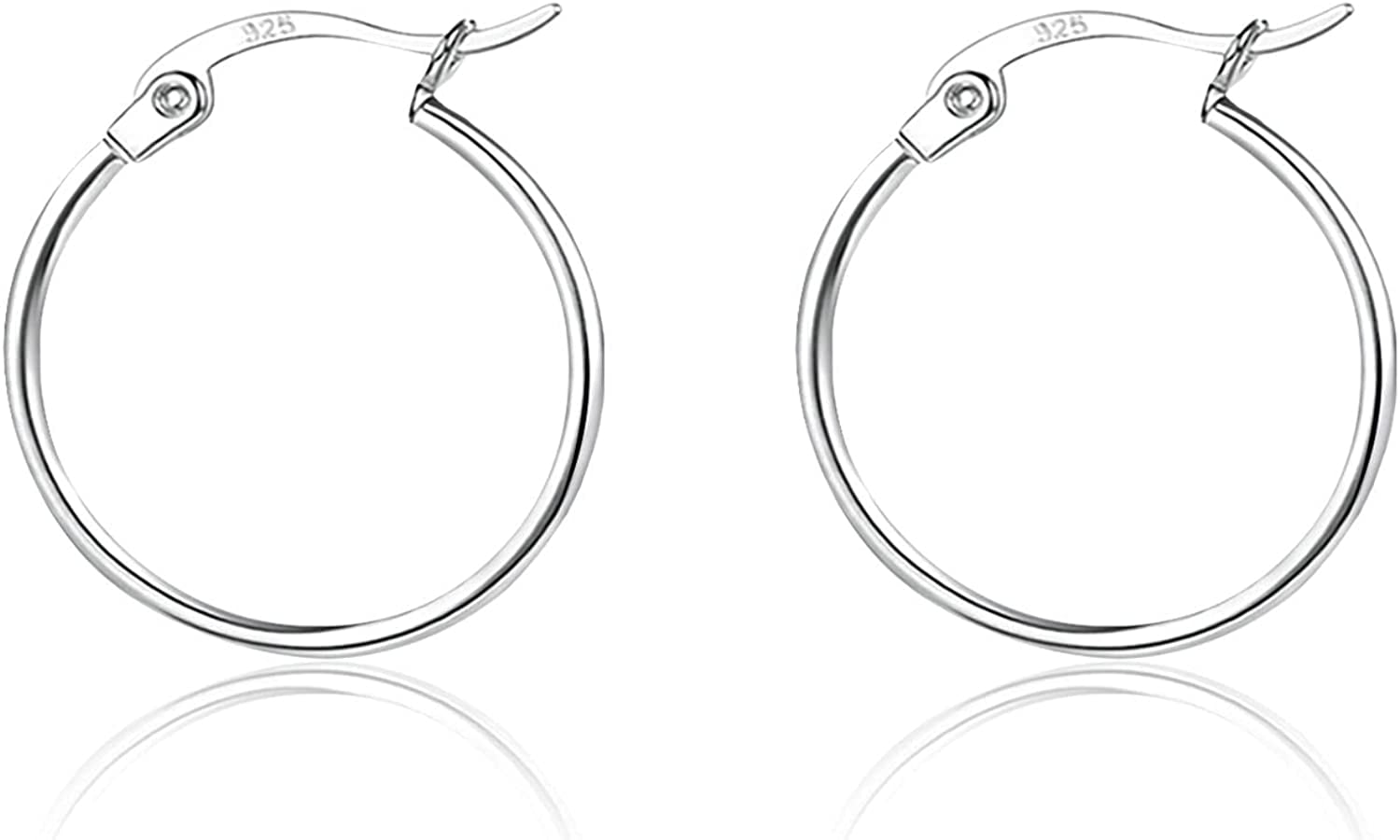 Small Size Mens White Gold Plated 925 Sterling Silver CZ Hoop