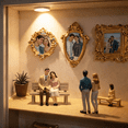 thumbnail image 5 of 12.4in Wooden Mini Museum Shadow Box Photo Display Frame Decor, Gallery Style Shadow Box with 10 Mini Frames and 16 Figurines for Shelf Wall Display, 5 of 5