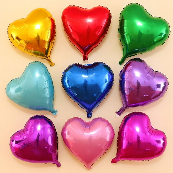 GOOHOCHY 20 Pcs Small Heart Balloons Green Aluminum Film Reusable Decorative Photo Background Parties