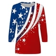 thumbnail image 4 of Conairie 4th of July Shirt Womens 3/4 Sleeve Crew Neck Loose Patriotic T Shirts With Flag Stars Stripes Holiday Commemorative Tops Red L, 4 of 4
