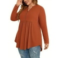 thumbnail image 4 of TARAINYA Women's Plus Size Tops Long Sleeve Henley V Neck Button Up Flowy T Shirts Tunic Loose Blouses, 4 of 8