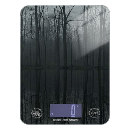 Digital Kitchen Food Scale Weight Grams Oz for Baking Cooking Coffee 11lb 0.05oz/1g Glass Dark Forest Reflections in Water