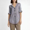 thumbnail image 4 of Women's Classic Striped Button-Down Shirt Casual Fashion V-Neck top, 4 of 7