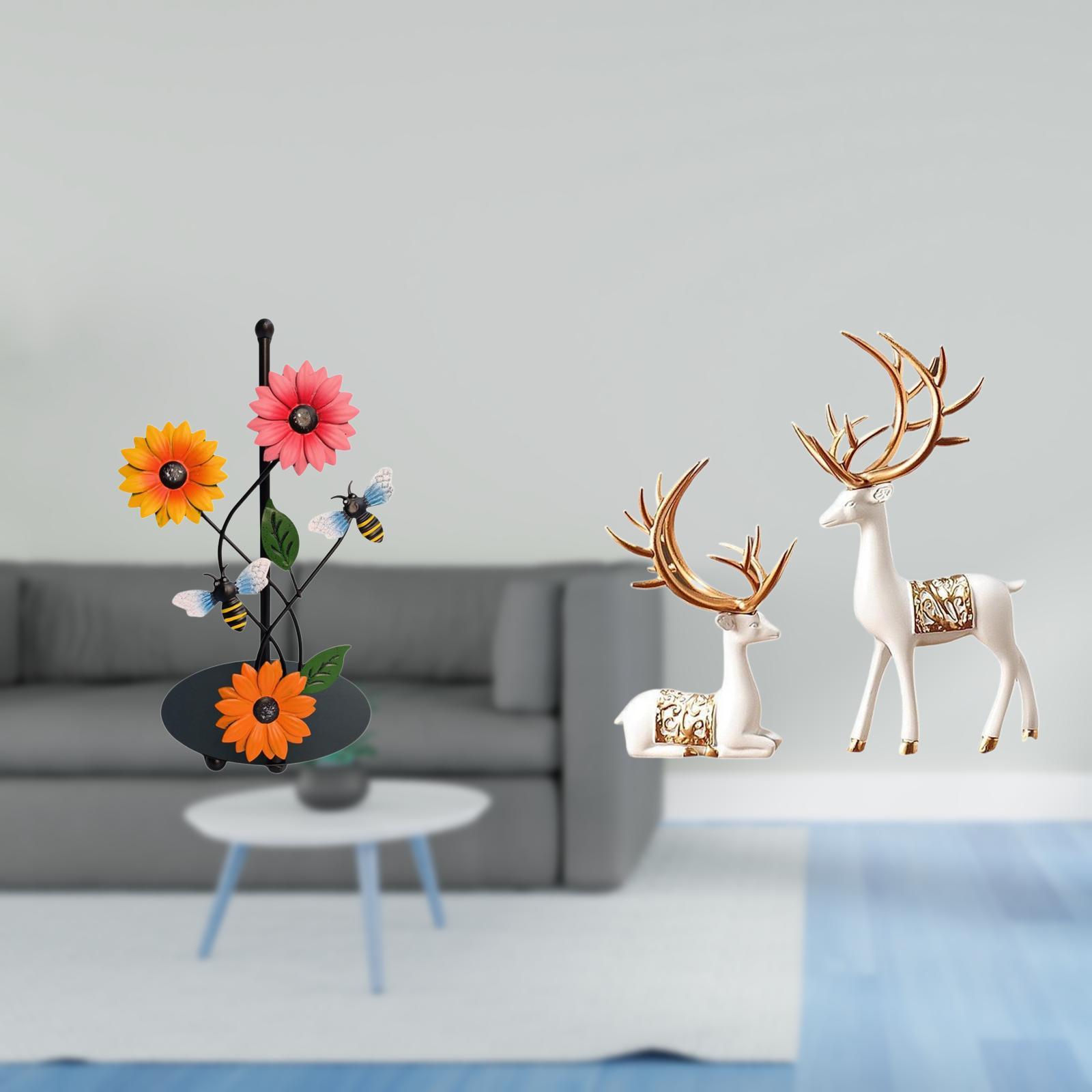 Fiocias Toilet Paper Holder Paper Towel Holder Deer Sculpture Statue Reindeer Couple Figurine Made of Iron And Resin Suitable for Kitchen Countertop Bedroom D