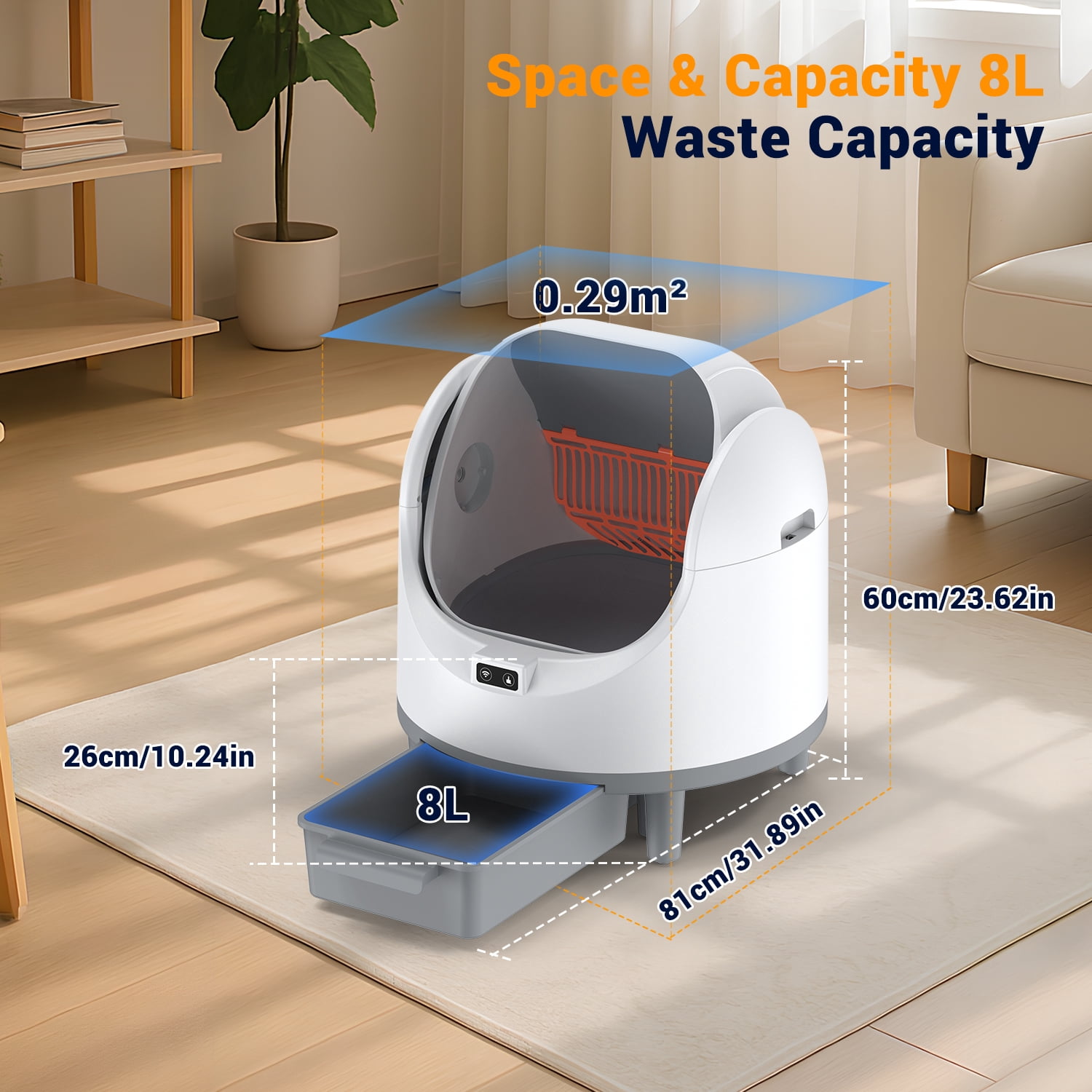 Dlopede Automatic Self-Cleaning Cat Litter Box with App Control, Infrared Safety Sensor, Smart Cat Toilet