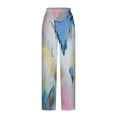 thumbnail image 4 of up to 60% off Gifts Usmixi Womens Trousers Fashion Gradient Print Plus Size Elastic Waist Long Pants Casual Lightweight Loose Wide Leg Pants with Pockets Blue s, 4 of 5