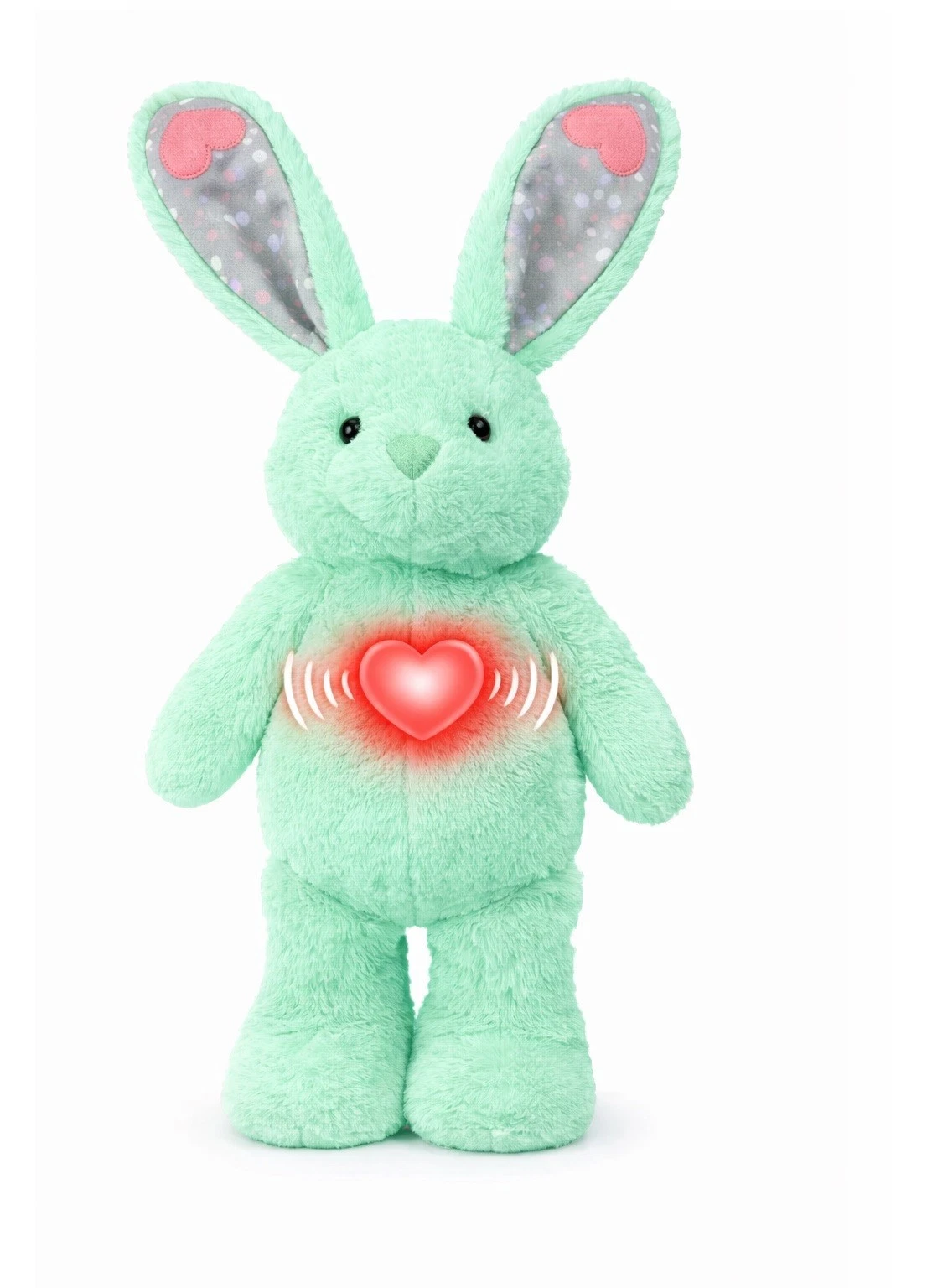 Plush Dog Toy Soothing Calming Lavender Infused 12 Inch Bunny With Heartbeat (Green)