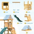 thumbnail image 5 of Robud Wooden Outdoor Swing Set, with Dual Swings, Slide, Rock Climbing Wall, Chalkboard, Telescope, and Fort – Ideal for Backyard Fun and a for Kids & Toddlers, 5 of 9