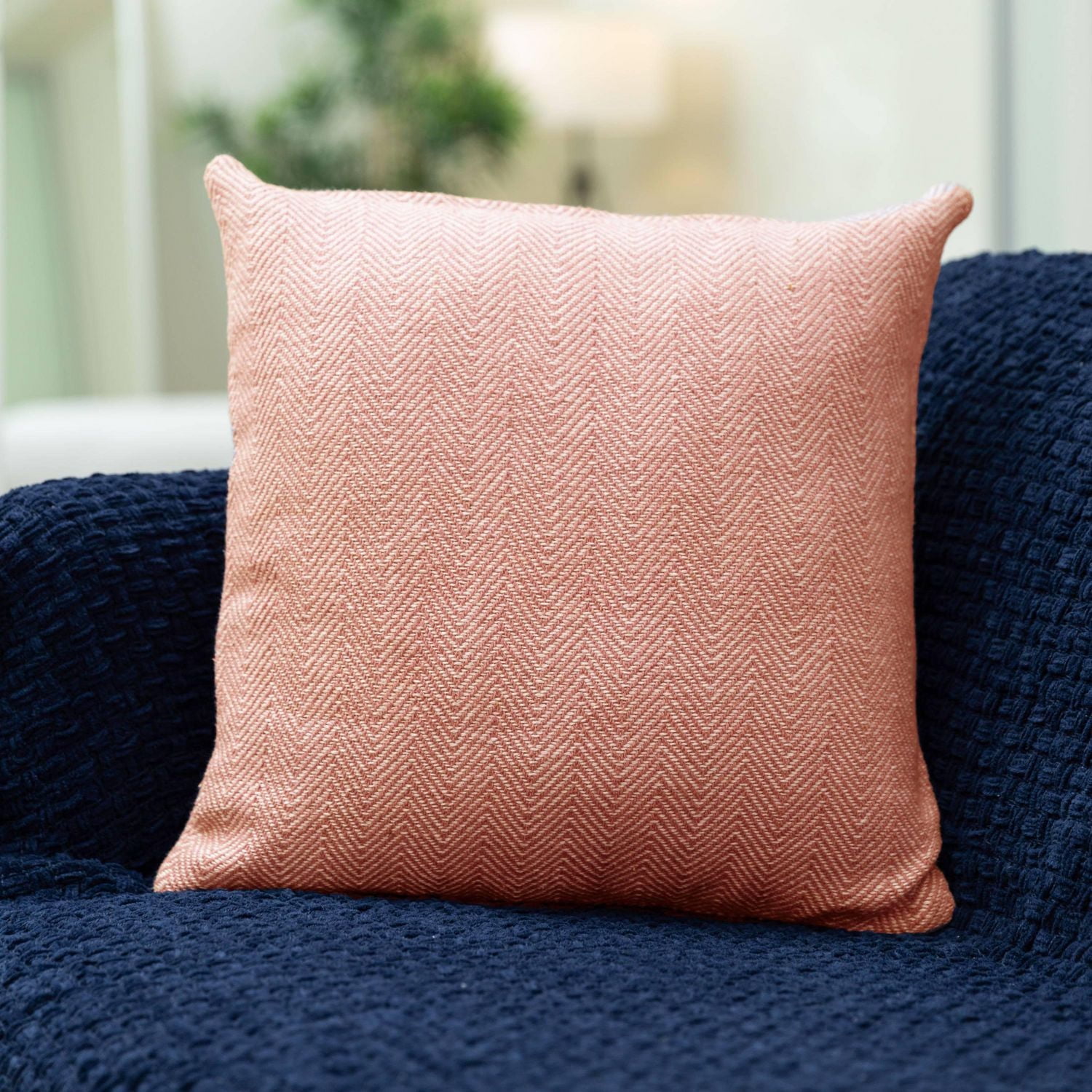 Herringbone Stripe Cotton Cushions Set of 2 Poly Filled With Zipper Machine Washable