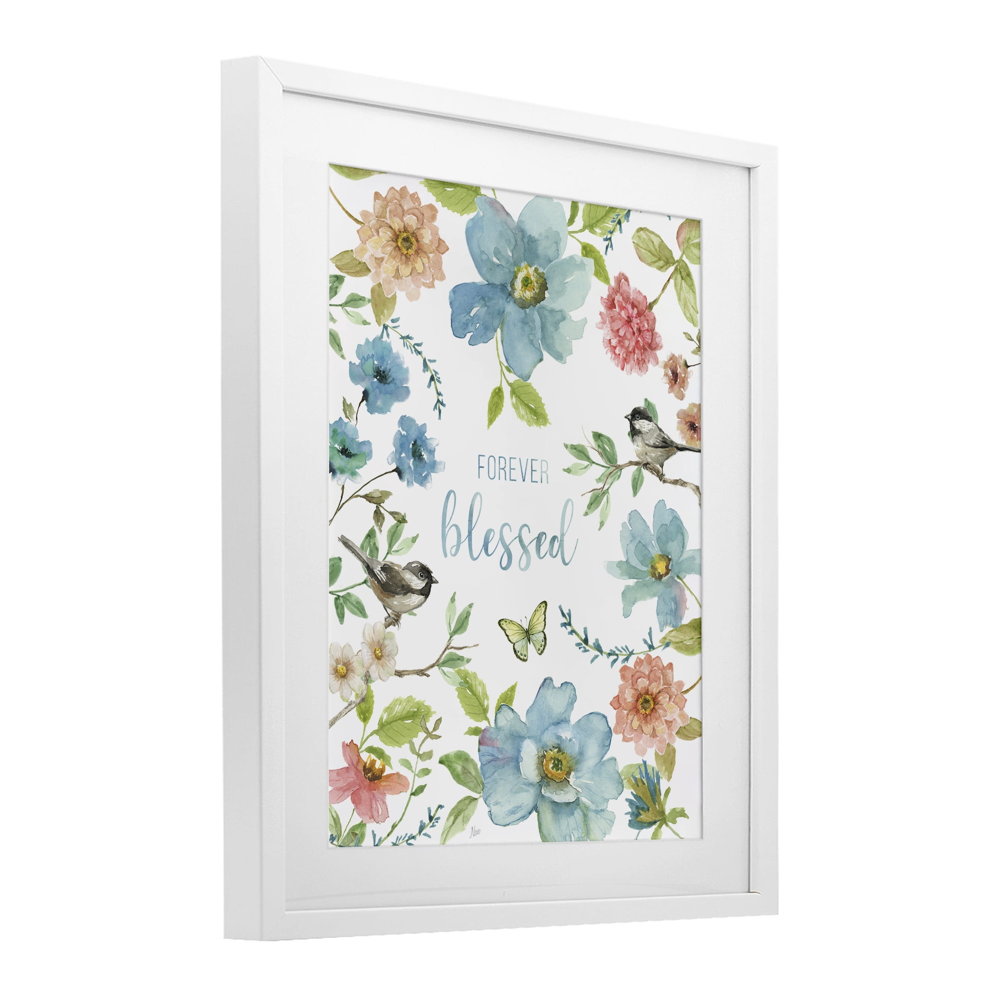 Stupell Industries Forever Blessed Pink & Blue White Framed Print Under Glass, design by Nan