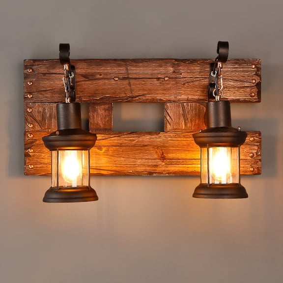 Vintage European Style Wall Lamp – Retro Black & Brown Design, Durable Iron and Wood, Customizable Lighting, Indoor Use