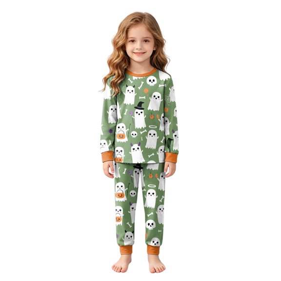 Baby Halloween Pajamas Toddler Pajamas Boys Girls Baby Pjs Sets Kids 2pcs Long-Sleeve Snug fit Sleepwear Size 2-3 Years,Light Green