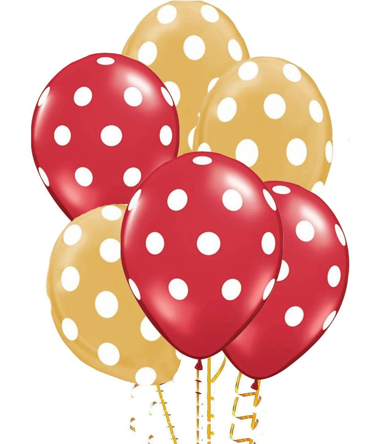 PMU Polka Dot Balloons 11in Premium Crystal Red and Metallic Gold with