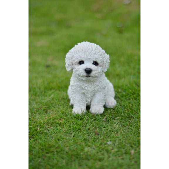 Hi-Line Gifts Bichon Frise Puppy Outdoor Garden Figurine - 6" - White