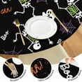thumbnail image 4 of 44in Pumpkin Ghost Round Halloween Tablecloth with Elastic Edge, Fitted Table Cover for 36-44" Tables, Polyester Reusable Table Cloths Wipe Clean for Picnic, Dining, Outdoor Use and Party Decor, 4 of 7
