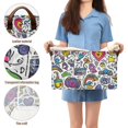 thumbnail image 5 of Yayeee Foldable Storage Basket for Shelves with Handles Set of 2 Waterproof Cloth Bins, White Doodle Pattern, 5 of 7
