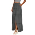 thumbnail image 4 of Womens Causal Flowy Skirt Summer Midi Skirts Boho Midi Skirt Gray M, 4 of 4