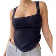 thumbnail image 2 of Chaleco Novedad de primavera y verano 2023, chaleco de cuello cuadrado Irregular con tirantes para mujer, Tops cortos con ombligo envuelto para mujer Cgtredaw Para estrenar, 2 of 5
