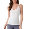 thumbnail image 1 of Camiseta sin mangas de cuello en V para mujer INSPIRE CHIC, top de pijama de tirantes finos, color blanco, 1 of 6