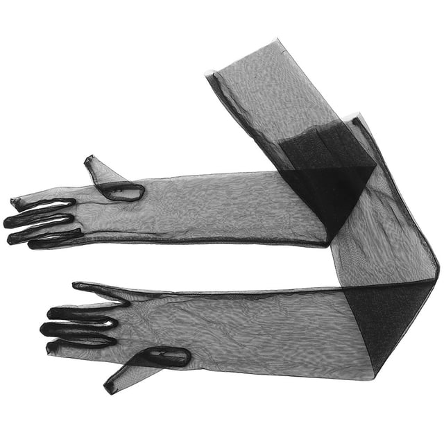 OULII 1 Paire de Gants pour Femmes Mariage Gaze Noire Longue pour Concerts
