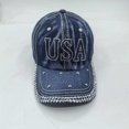 thumbnail image 5 of Wide Brim Sun Hats Summer Outdoor Unisex Denim Baseball Cap with Letter Embroidered Sun Lightweight Breathable Washed Hat, 5 of 5